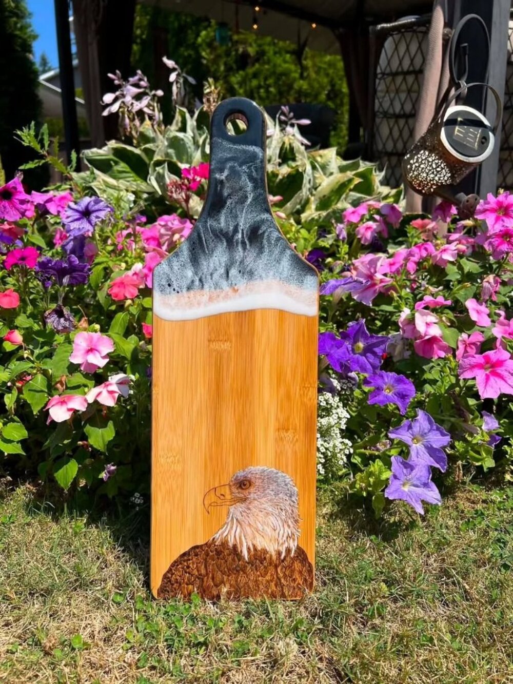 #924 Hand Drawn and Wood Burned Charcuterie Wall Decor Wood Serving Board Eagle